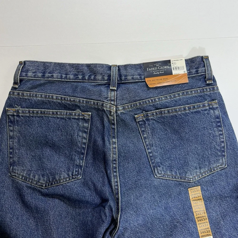 Faded Glory F.G. Original Jean Men's Blue Medium Wash Straight Fit Jeans